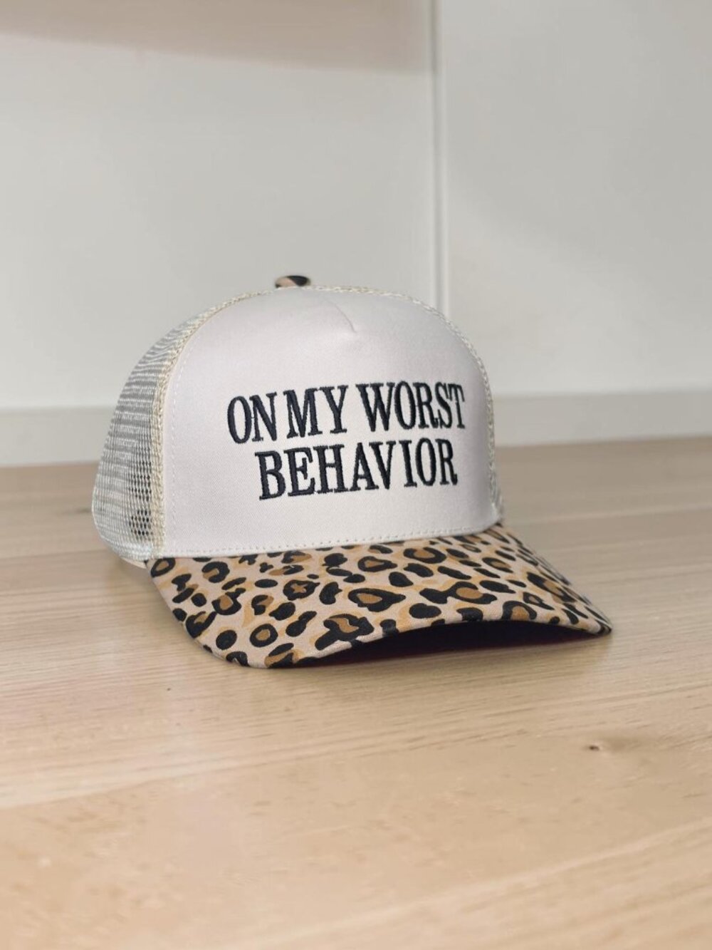 Zenana "On My Worst Behavior" Leopard / Cheetah Print Snapback Trucker Hat NWOT - Picture 3 of 13